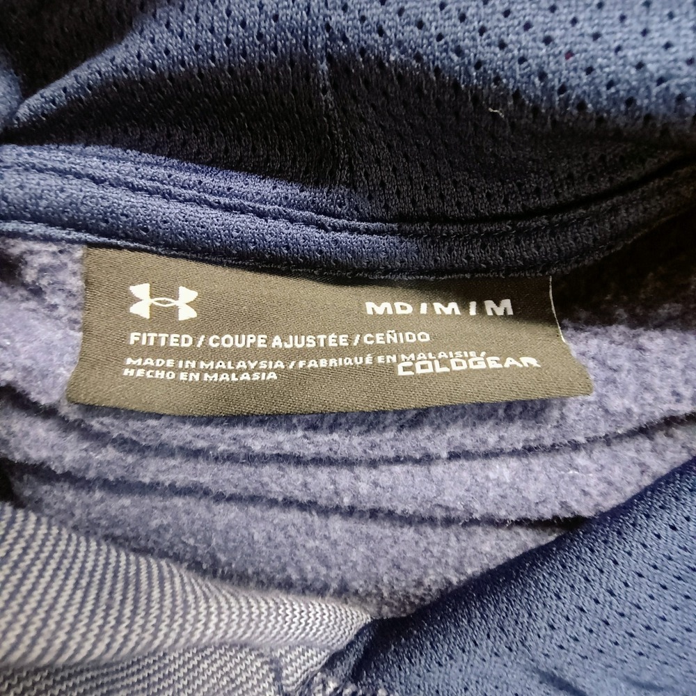 Under Armour Coldwear Hoodie Mens‎ M Cotton Navy Blue Pin Stripe Logo Sweatshirt - Picture 7 of 7